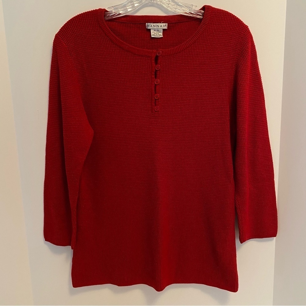 Hannah Women's Waffle Knit Sweater Red Size XL